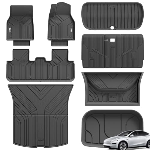 3W 10 Pcs Floor Mats Custom Fit for Tesla Model Y Juniper 2025 2026 New, Thorex™ All Weather Dog Friendly Full Coverage Car liners & Trunk Mats & Se