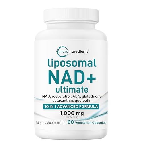 Liposomal NAD+ Ultimate 1,000mg | 60 Veggie Capsules | NMN Pathway Formula | 10-in-1 with Resveratrol, Glutathione & Astaxanthin | NAD Supplement for