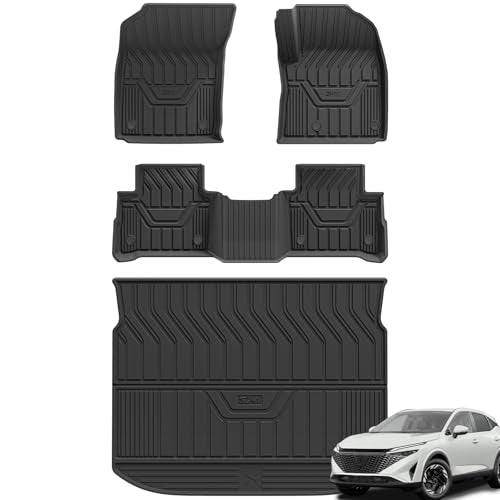 3W Floor Mats & Boot liner Fit for Nissan Qashqai 2022-2024 2025 (Not for e-Power), All Weather Dog Friendly Car Mats Waterproof Anti-Slip Easy Clean