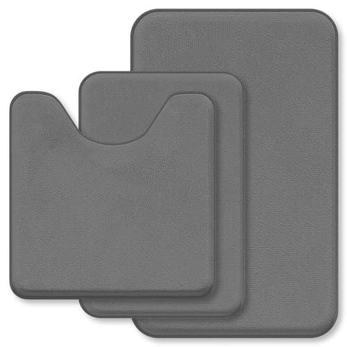Bathroom Rugs Extra Soft Memory Foam Bath Mat Sets 3 Piece Non Slip Absorbent & Dry Living Mat Sets Washable Bath Carpets with Toilet Rug,Bath Rugs fo
