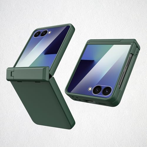 for Samsung Galaxy Z Flip 7 Case with Military-Grade Hinge Protection & Built-in Front Screen Protector & Kickstand.(Green) Green Samsung Galaxy Z Fli