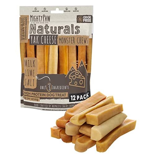 Mighty Paw Yak Cheese Dog Chews - All-Natural Treats for Dogs, High Protein Treat with 68 Grams of Protein Per Chew, Delicious and Long Lasting, Odor