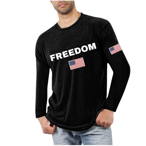 Charlie Kirk Freedom Shirt for Men Commemorative Long Sleeve Shirts Patriotic USA Flag Tops Soft Letters Graphic Tees Black XX-Large