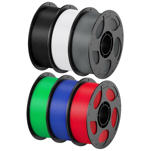 ANYCUBIC PETG Filament 1.75mm, 3D Printer Filament,Accuracy +-- 0.02mm, Exceptional Toughness, Print with FDM 3D Printers 6 Pack 1KG Reusable Spool,Te