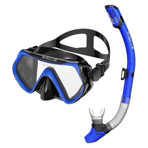 sublue Snorkeling Gear for Adults Anti-Fog Scuba Diving Mask Dry-Top Snorkel Set Scuba Diving Snorkel mask