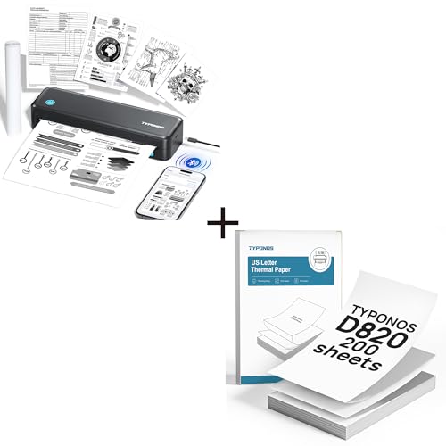 Portable Printer, D820 Thermal Printer, Bluetooth Printers for Home Use, Compatible Folding US Letter Thermal Paper 8.5 x 11, 200 Sheets