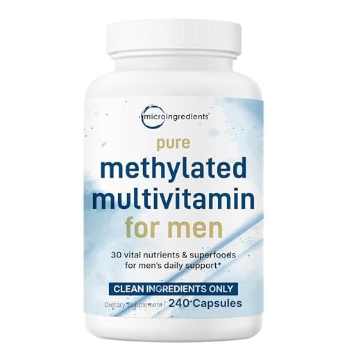 Pure Methylated Multivitamin for Men, 240 Capsules | 30 Key Nutrients with Vitamin C, D, E, B Complex + Methylfolate, lycopene, Saw Palmetto, Ginseng,