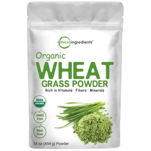 Micro Ingredients Sustainably US Grown, Organic Wheat Grass Powder (100% Whole-Leaf), 16 Ounce, Rich in Immune Vitamins, Fibers and Minerals, Support