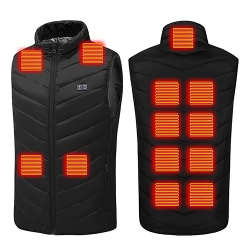 Heated Vest for Men Women, Dual Control 13 Heating Zones USB Electric Puffer Vest, Lightweight Winter Outerwear Jacket Black Large