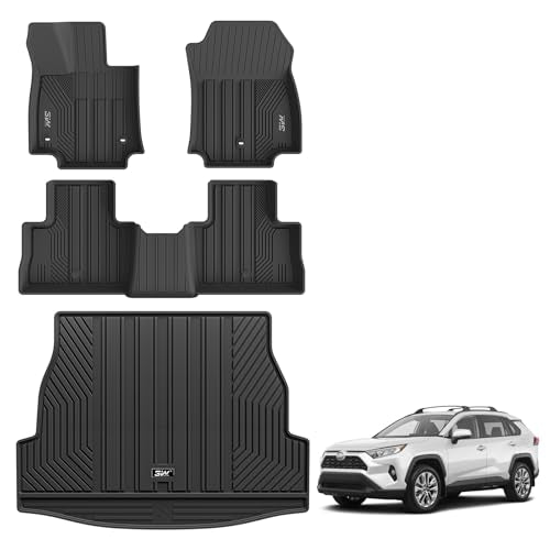 3W Floor Mats & Cargo Liner Fit Toyota RAV4 2019-2025 (Not for Hybrid or Prime) TPE All Weather Custom Fit Floor Liner for Toyota RAV 4 LE-XLE-Limited