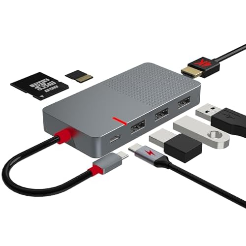 ANYPLUS USB C Hub, 7 in 1 Laptop Docking Station，USB Verteiler with 4K HDMI, 3 Ports USB 3.0, TF-SD Kartenleser, 100W PD Ladegerät, USB Hub für Ma