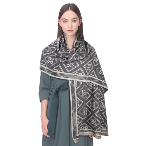 EXTREE Women's Scarf Pashmina Shawls and Wraps for Evening Dress Bridesmaid Wedding Bridal Winter Warm Long Large Scarves Grey One