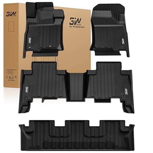 3W Floor Mats for Lexus GX460 2014-2023 (only for 7 seat), TPE All Weather Custom Fit Floor Liner 1st, 2nd&3rd Rows Car Mats, Black 4.For Lexus GX460