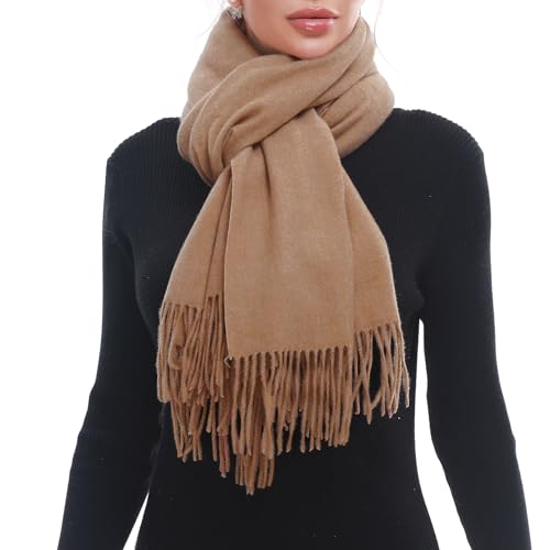 SWAT PANY Scarf for Woman Winter Warm Scarves Pashmina Shawls and Wraps Oversized Scarf Camel