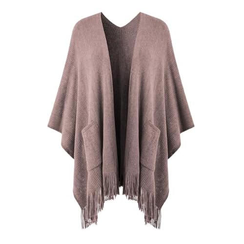 Ferand Shawl Wraps for Women, Cozy Lightweight Poncho Cape with Pockets, Warm for Fall Winter Travel One Size Light Pink