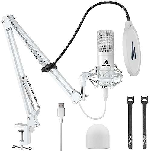 MAONO USB Microphone, 192kHz-24bit Plug & Play PC Computer Podcast Condenser Cardioid Metal Mic Kit with Professional Sound Chipset for Recording, Gam
