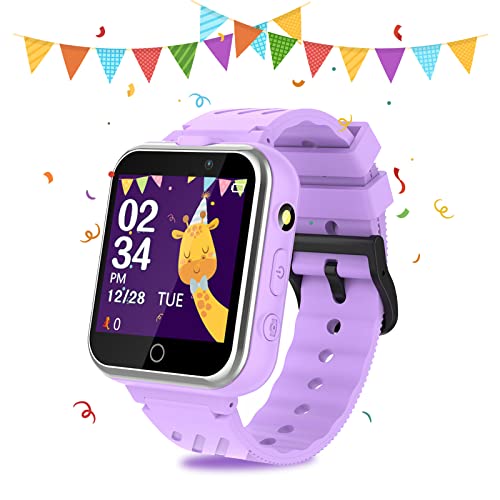 Retysaz Kids Smart Watch 24 Game Smart Watch for kids Pedometer 2 HD Cameras Fashion Smartwatches for Children 3-14 Great Gifts To Girls Boys (Purple)
