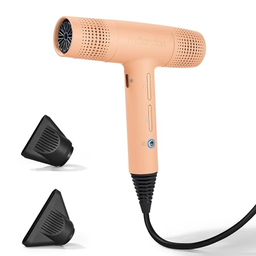 mdlondon Blow Professional Hair Dryer (Blush), Lightweight Hairdryer (360g), 1600W Hairdryers for Women and Men with 3M Cable and 3 Heats-Speeds - Gen