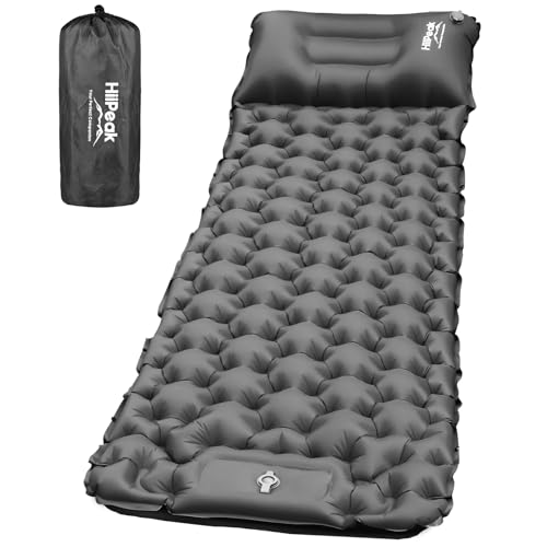 HiiPeak Camping Sleeping Pad, Ultralight Camping Mat with Pillow Built-in Foot Pump Inflatable Sleeping Pads Compact for Backpacking Hiking Traveling
