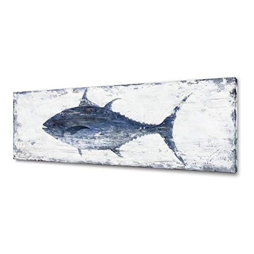 Yihui Arts Decor Abstract Fish Sealife Canvas Wall Art Prints Gallery Wrapped Ready to Hang for Coastal Bedroom Livingroom Office Wall Decoration 48"L