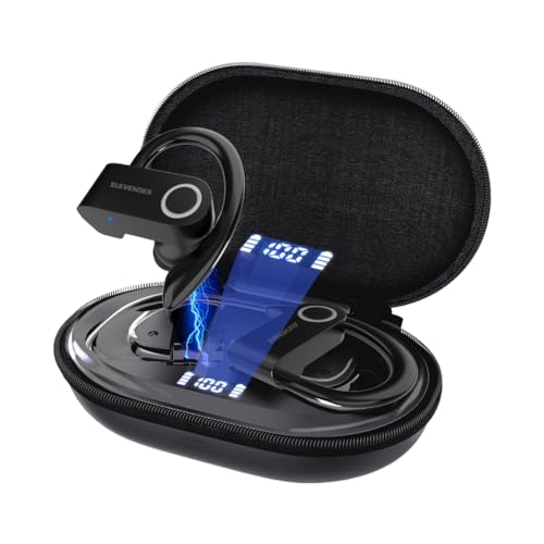 Vislla Wireless Earbuds, Bluetooth Earbuds with Earhooks, 82H Long Battery Life,HiFi Running Headphones with Mic,PU Leather Charging Case,Waterproof S