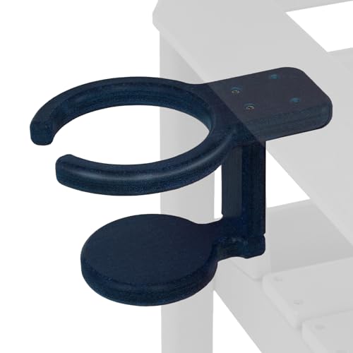 Poly Cup Holder for Adirondack Chairs – Weatherproof, Durable Drink Holder for Resin or Plastic Outdoor Furniture –Navyblue Navy Single