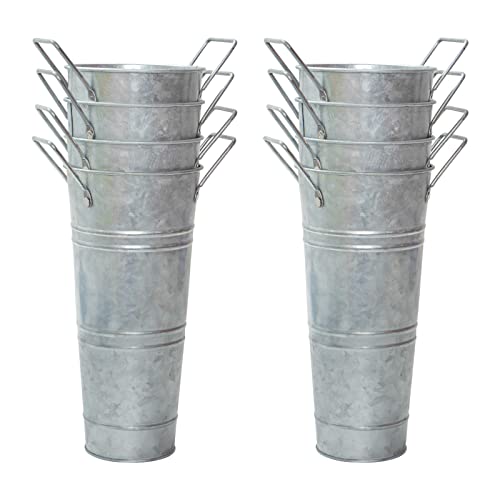 Notakia Galvanized Metal Vases Farmhouse French Flower Bucket Vases for Cut Flowers for Home Decor and Wedding Table Centerpiece Decorations (Silver S