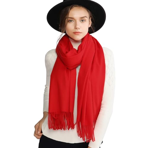 RIIQIICHY Scarfs for Women Fall Winter Pashmina Shawls and Wraps for Evening Dresses Wedding Shawl Blanket Scarves Red