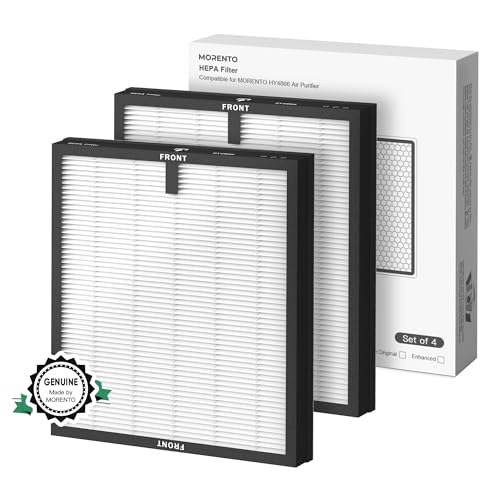 MORENTO 4 Pack HY4866 Genuine Air Purifier Replacement Filter for HY4866 Air Purifier, Original Version Original Version 4 pack