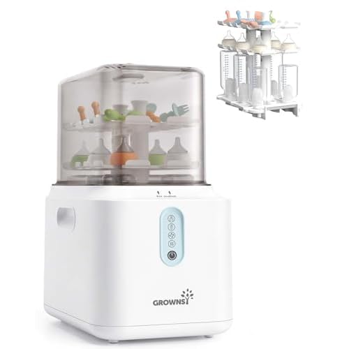 GROWNSY 3 Layers Large Capacity Bottle Sterilizer and Dryer, 45% Faster Electric Steam Sterilization, Universal Bottle Sterilizer for Baby Bottles, Br