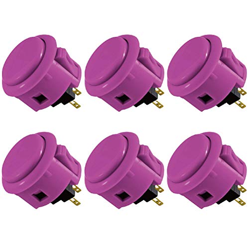 Sanwa 6 pcs OBSF-30 Original Push Button 30mm - for Arcade Jamma Video Game & Arcade Joystick Games Console (Purple) S@NWA 30mm Purple