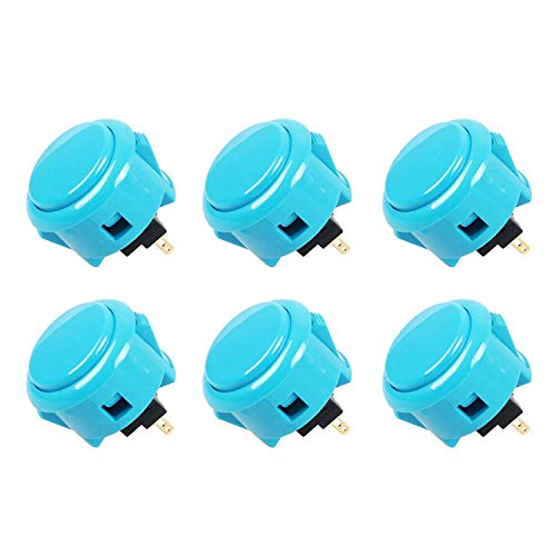 SANWA 6 pcs OBSF-30 Original Push Button 30mm - for Arcade Jamma Video Game & Arcade Joystick Games Console (Blue) S@NWA 30mm Blue