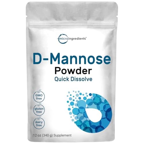 Micro Ingredients D Mannose Powder, Pure Mannose Supplement, Quick Water Soluble, Support Urinary Tract Cleanse & Bladder Health, Premium Mannose for