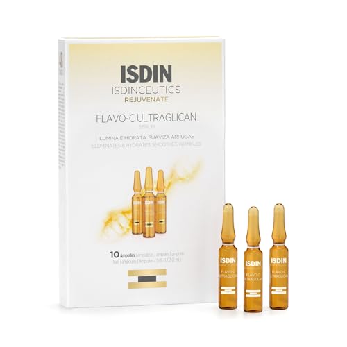 Vitamin C and Hyaluronic Acid Serum ampoule, Flavo-C Ultraglican by ISDIN 0.68 Fl Oz (Pack of 1)