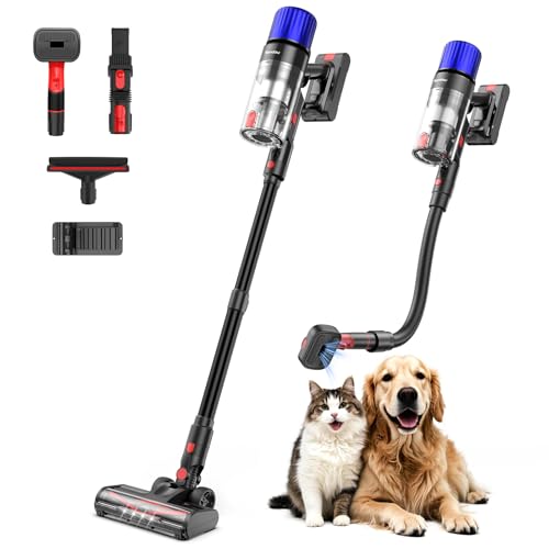 Teendow Cordless Vacuum Cleaner, 500W 50 Minutes Runtime Stick Vacuum for Pet Hair, Powerful Suction, Rechargeable, Lightweight, Handheld Vacuum Versa
