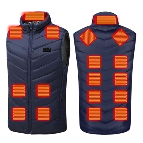 Heated Vest for Men Women, 4 Control 17 Heating Zones USB Electric Puffer Vest, Lightweight Winter Outerwear Jacket Blue 5X-Large