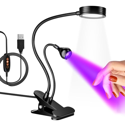 AORAEM LED Nail Lamp Double-Headed U V LED Light Quicky-Dry Nail Manicure Dryer Curing Light with Portable Gooseneck and Clamp Flash Cure U V Light fo