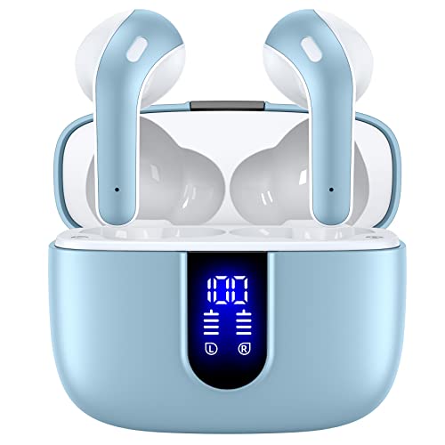 TAGRY Bluetooth Headphones True Wireless Earbuds 60H Playback LED Power Display Earphones with Wireless Charging Case IPX5 Waterproof in-Ear Ear buds