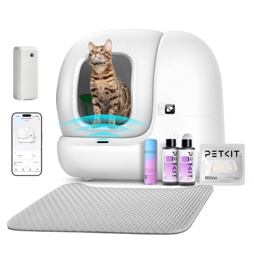 PETKIT PuraMax 2 Automatic Self Cleaning Litter Box, Anti-Leakage Multi-Cat Compatible Smart Cats Litter Box, Safety Sensors App Control Include Tripl