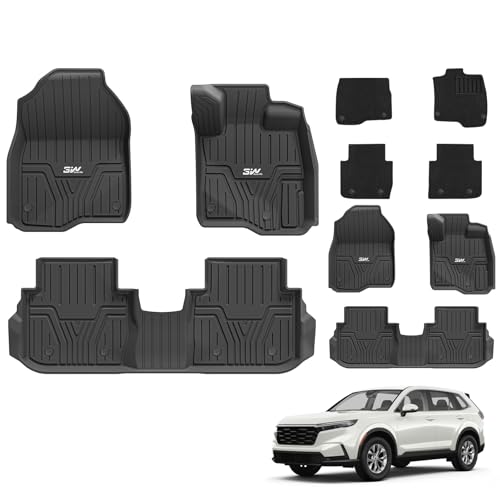 3W Floor Mats with Carpets Fit for Honda CR-V 2023-2025, All Weather Dog Friendly TPE Car Mats, Waterproof Anti-Slip Tender Easy to Clean Heavy Duty R