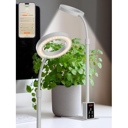 Grow Light with Stand, LED Plant Light for Indoor Plants, Full Spectrum Grow Lamp, Adjustable Height (White, 8W) White 8W