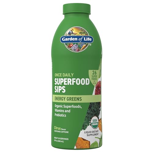 Garden of Life Superfoods Sips, 30 Servings, Vitamins, Probiotics, 26 Organic Superfoods, Functional Mushrooms, Energy Greens, Once Daily, Organic, Ve