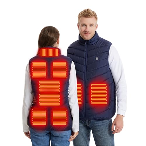 Heated Vest for Men Women with 9 Heating Zones USB Electric 3-Level Lightweight Puffer Jacket Warming Quilted Outerwear Blue Large