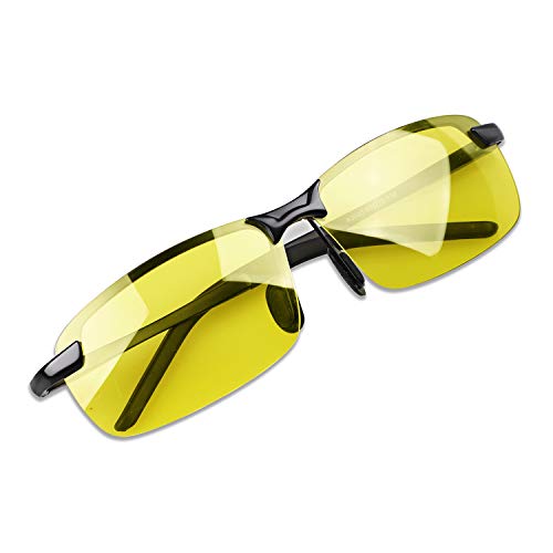 YIMI Polarized Photochromic Outdoor Sports Driving Sunglasses for Men Women AntiGlareEyewear Ultra-Light Sun Glasses Night Vision-Black Frame Yellow L