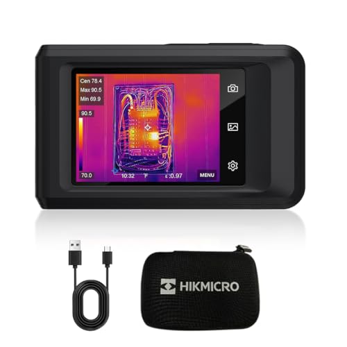 HIKMICRO Wärmebildkamera PocketC 256 x 192 IR-Auflösung mit 8MP Visueller Kamera, 25 Hz, 3,5-Zoll-Touchscreen-Wärmebildscanner, IP54, -20℃~400℃
