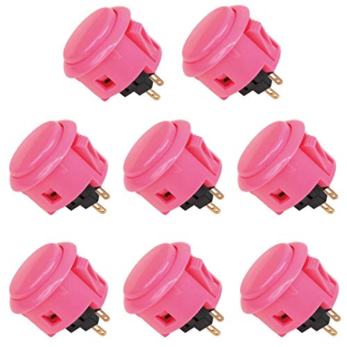 Sanwa 8 pcs OBSF-30 Original Push Button 30mm - for Arcade Jamma Video Game & Arcade Joystick Games Console (Pink), Use for Arcade Game Machine Cabine