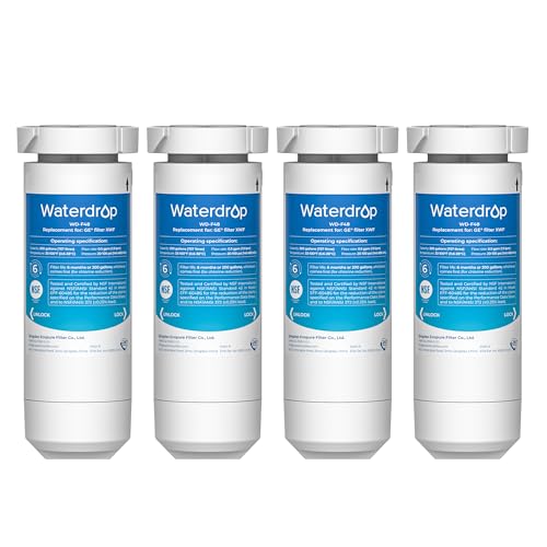 Waterdrop XWF Replacement for GE® XWF Refrigerator, GE® XWF Water Filter, WR17X30702, 4 Filters (Not XWFE®，No chip)