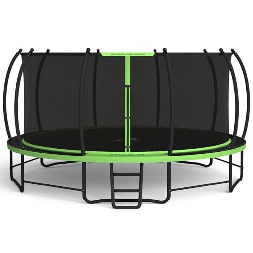 BCAN Trampoline 8FT 10FT 12FT 14FT 15FT 16FT Recreational Trampoline with Enclosure for Kids Adults, ASTM Approved, Outdoor Trampoline with Ladder for