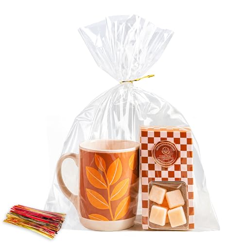 NPLUX 200Pack Cellophane Bags Small Plastic Cookie Bag Clear Treat Bags with Twist Ties for Small Gift Party Favors, Bakery, Candy, Popcorn (8×11In)