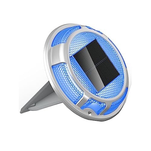 Solar Driveway Lights Dock Lights Waterproof, 2 Colors in 1 Outdoor LED Solar Deck Lights, Solar Powered Walk Way Lights Road Marker for Warning Stair